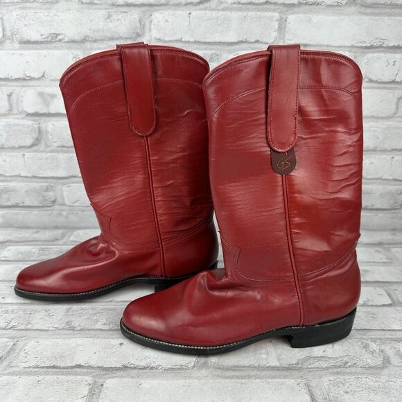 Tony Lama Womens Red Cowgirl Boots Size 4 B 15501 9550 - Picture 1 of 6